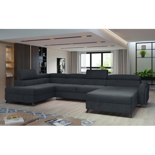 Kampinė sofa Josette su patalynės dėže, audinys Monolith 97