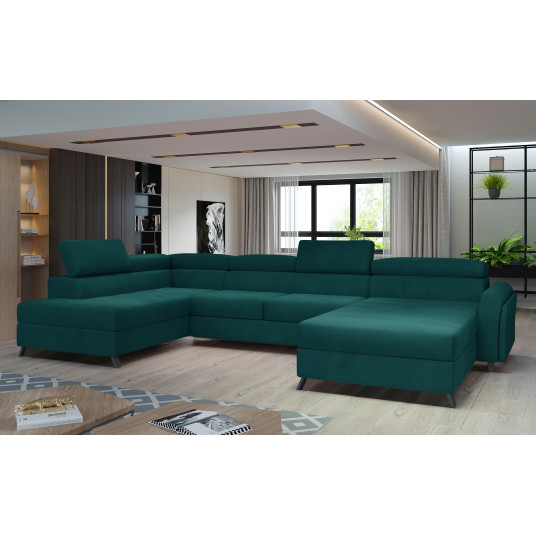 Kampinė sofa Josette su patalynės dėže, audinys Mat Velvet 75