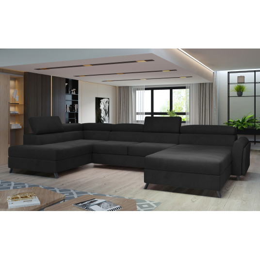 Kampinė sofa Josette su patalynės dėže, audinys Mat Velvet 99