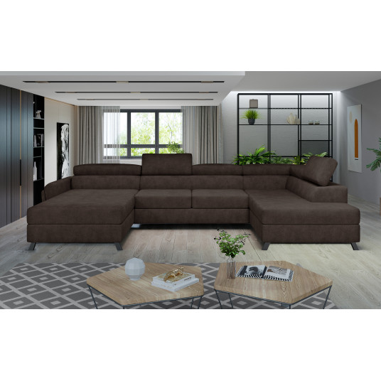 Kampinė sofa Josette su patalynės dėže, audinys Dora 28
