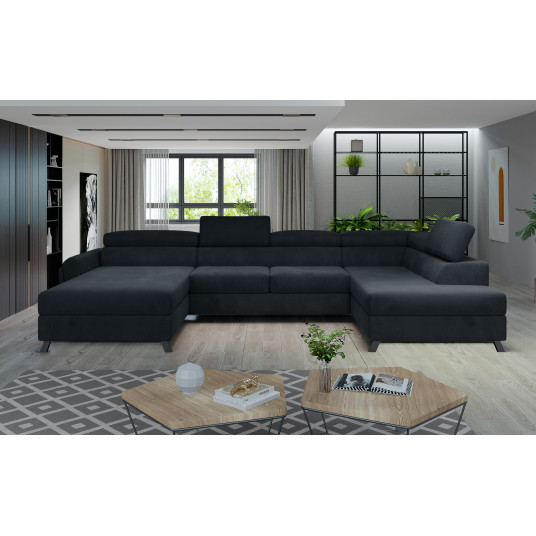  Kampinė sofa Josette su patalynės dėže, audinys Monolith 97 