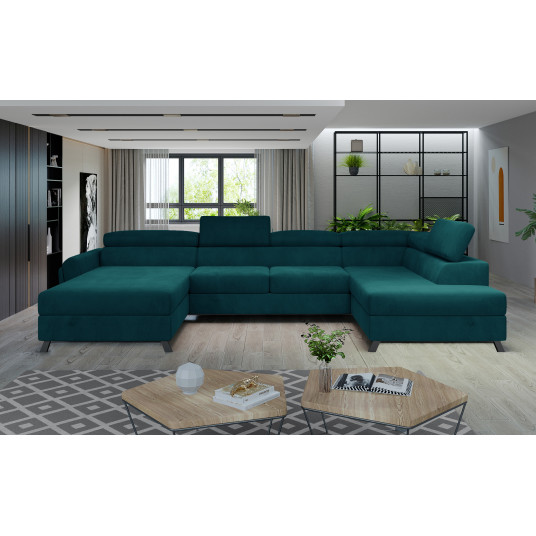 Kampinė sofa Josette su patalynės dėže, audinys Mat Velvet 75