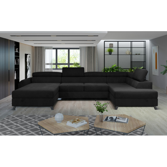 Kampinė sofa Josette su patalynės dėže, audinys Mat Velvet 99