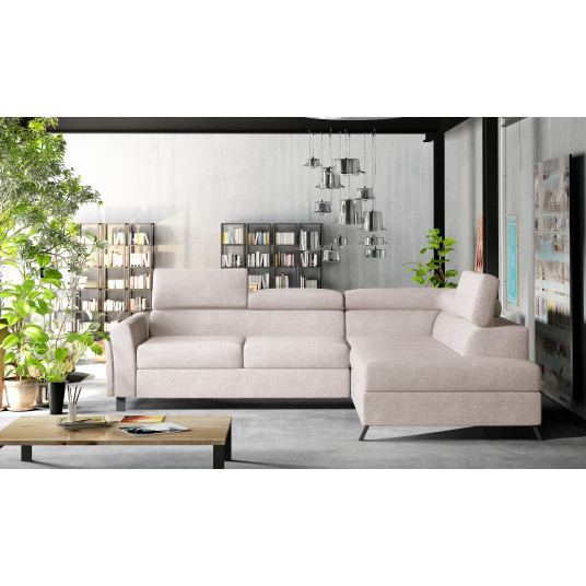 Kampinė sofa Kairos su patalynės dėže, audinys Soro 83
