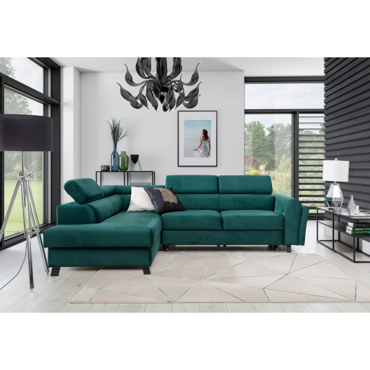 Kampinė sofa Kairos su patalynės dėže, audinys Monolith 37