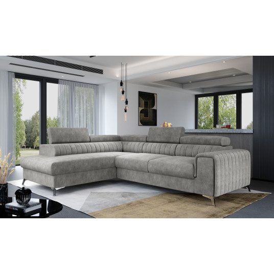 Kampinė sofa Laurence su patalynės dėže, audinys Dora 90