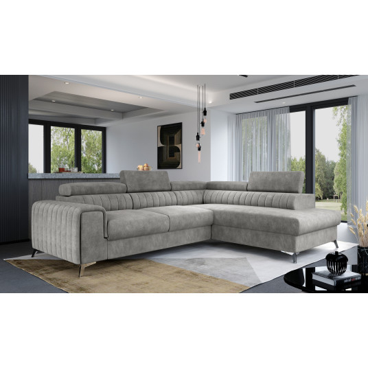 Kampinė sofa Laurence su patalynės dėže, audinys Dora 90