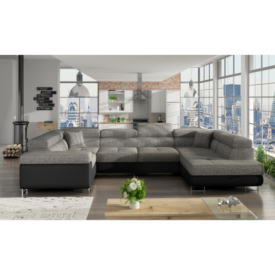 Kampinė sofa Letto su patalynės dėže, audinys Berlin 01, Soft 11