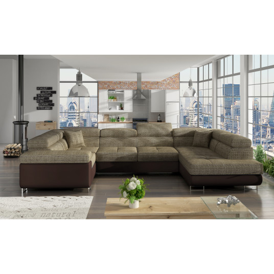 Kampinė sofa Letto su patalynės dėže, audinys Berlin 03, Soft 66