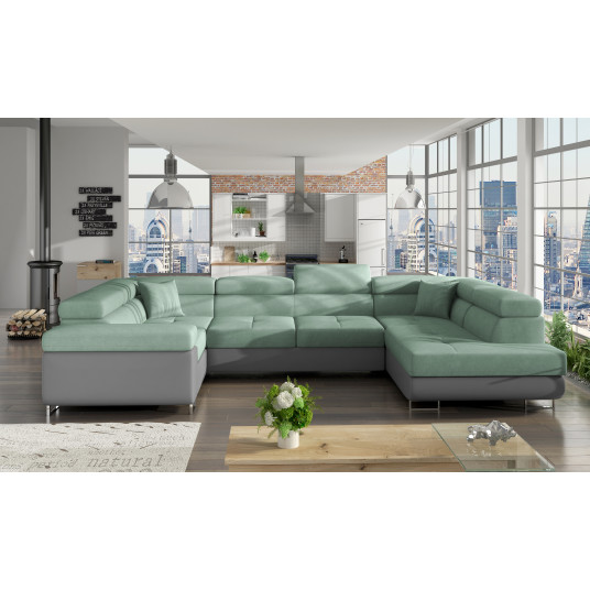 Kampinė sofa Letto su patalynės dėže, audinys Soro 34, Soft 29
