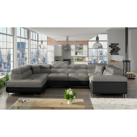 Kampinė sofa Letto su patalynės dėže, audinys Berlin 01, Soft 11