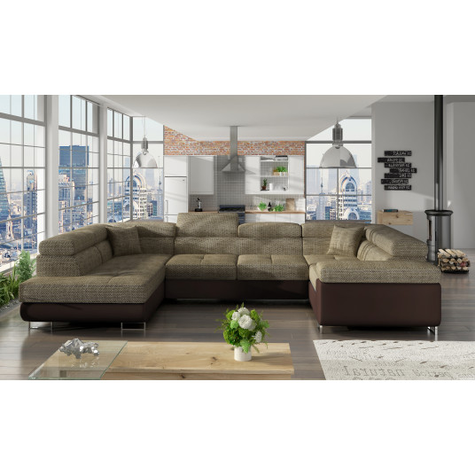 Kampinė sofa Letto su patalynės dėže, audinys Berlin 03, Soft 66