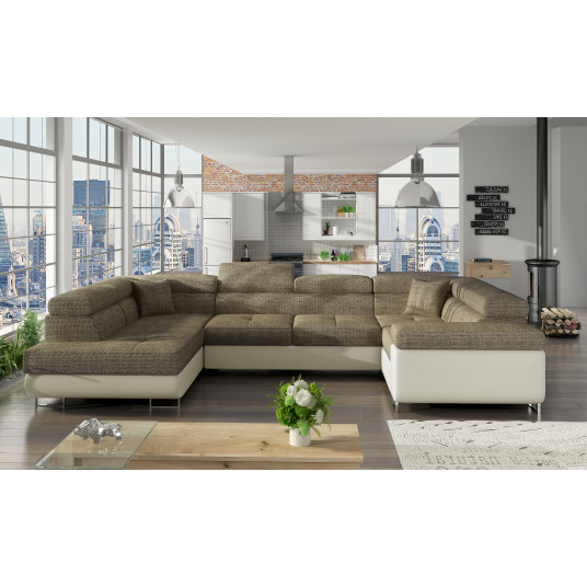 Kampinė sofa Letto su patalynės dėže, audinys Berlin 03, Soft 33