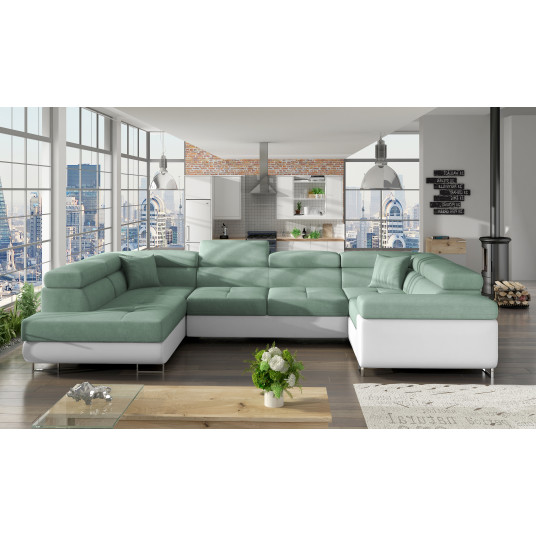 Kampinė sofa Letto su patalynės dėže, audinys Soro 34, Soft 17