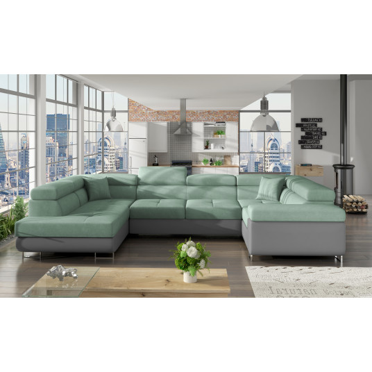 Kampinė sofa Letto su patalynės dėže, audinys Soro 34, Soft 29