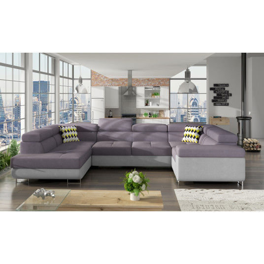 Kampinė sofa Letto su patalynės dėže, audinys Soro 65, Soro 83