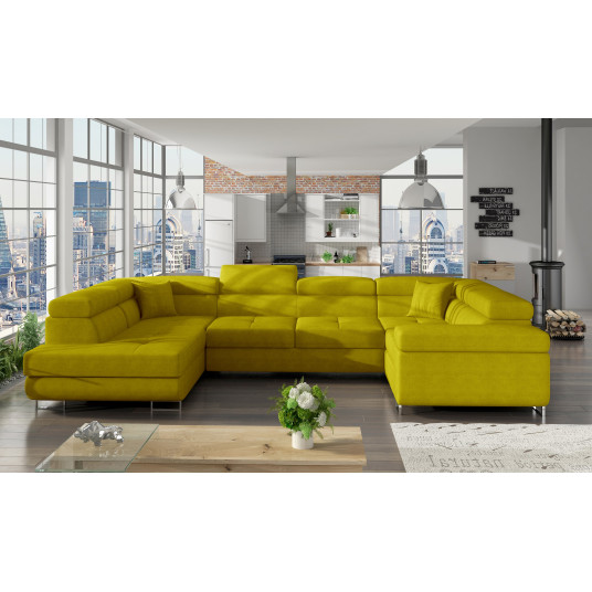 Kampinė sofa Letto su patalynės dėže, audinys Omega 68