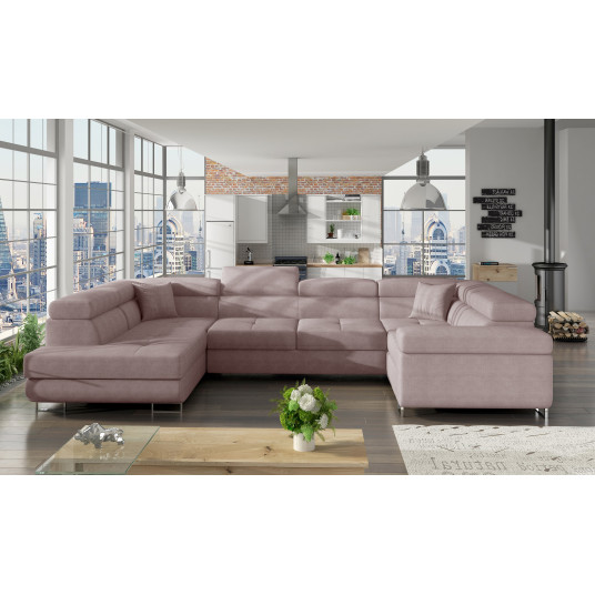 Kampinė sofa Letto su patalynės dėže, audinys Omega 91