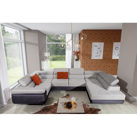 Kampinė sofa Letto su patalynės dėže, audinys Monolith 84, Monolith 97