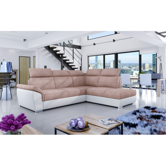 Kampinė sofa Loreto su patalynės dėže, audinys Omega 91, Soft 17