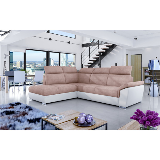 Kampinė sofa Loreto su patalynės dėže, audinys Omega 91, Soft 17