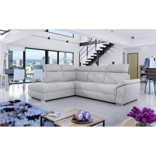 Kampinė sofa Loreto su patalynės dėže, audinys Solid 09
