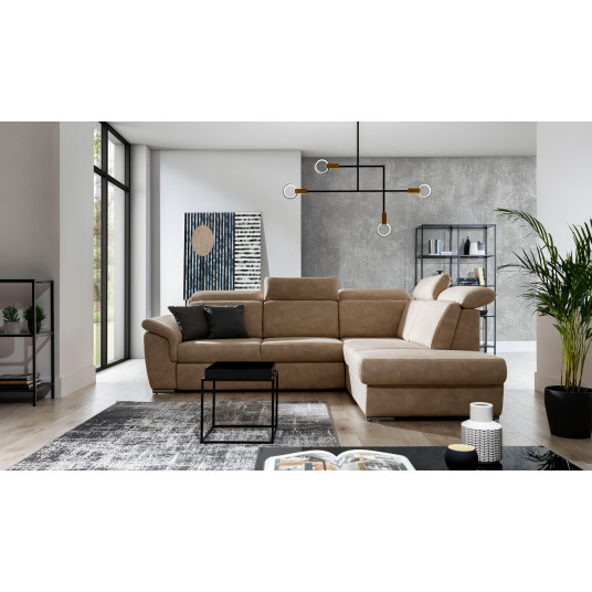 Kampinė sofa Loreto su patalynės dėže, audinys Dora 21