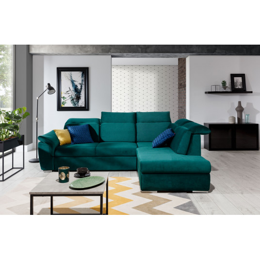 Kampinė sofa Loreto su patalynės dėže, audinys Kronos 19