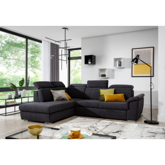Kampinė sofa Loreto su patalynės dėže, audinys Grande 97