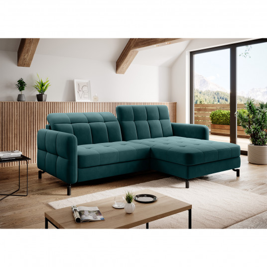Kampinė sofa Lorelle su patalynės dėže, audinys Mat Velvet 75