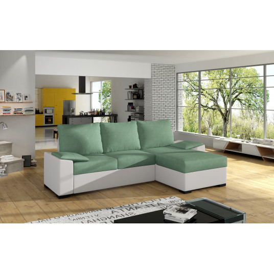  Kampinė sofa Lusso su patalynės dėže, audinys Soro 34, Soft 17 