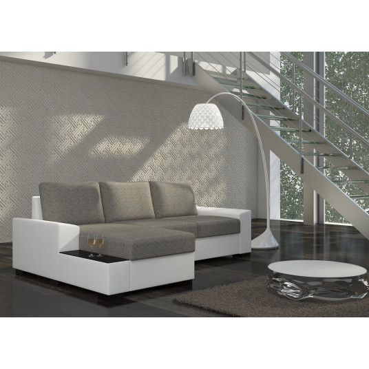 Kampinė sofa Negro su patalynės dėže, audinys Berlin 01, Soft 17