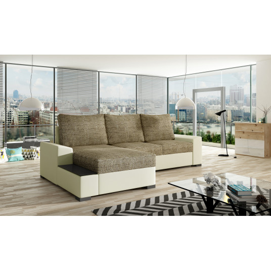 Kampinė sofa Negro su patalynės dėže, audinys Berlin 03, Soft 33
