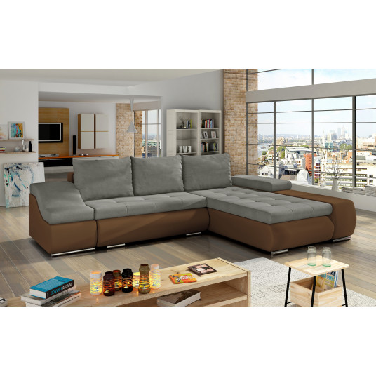  Kampinė sofa Ontario su patalynės dėže, audinys Soro 13, Soft 15 