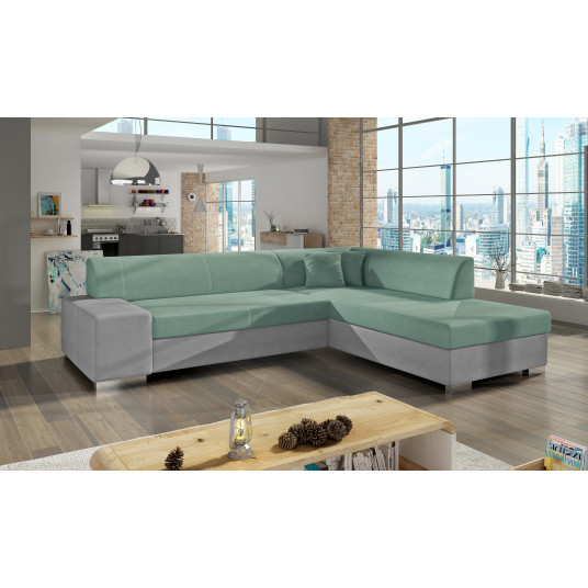 Kampinė sofa Porto su patalynės dėže, audinys Soro 34, Soro 83