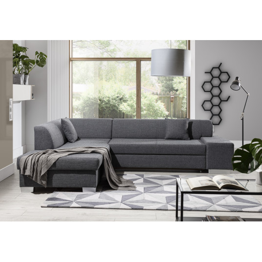 Kampinė sofa Porto su patalynės dėže, audinys Monet 95