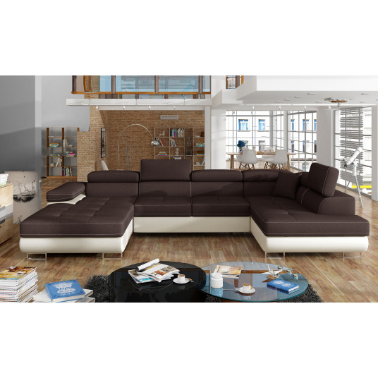  Kampinė sofa Rodrigo su patalynės dėže, audinys Sawana 26, Soft 33 