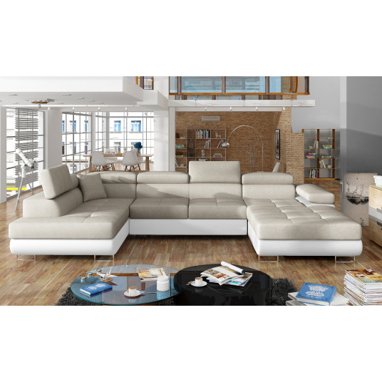 Kampinė sofa Rodrigo su patalynės dėže, audinys Dora 21, Soft 17