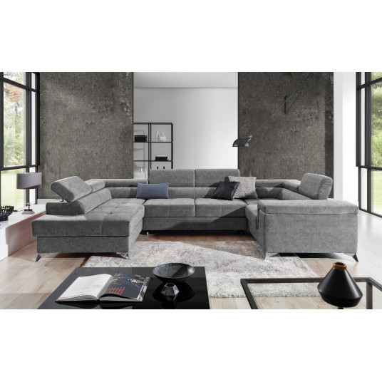 Kampinė sofa Thiago su patalynės dėže, audinys Gusto 86