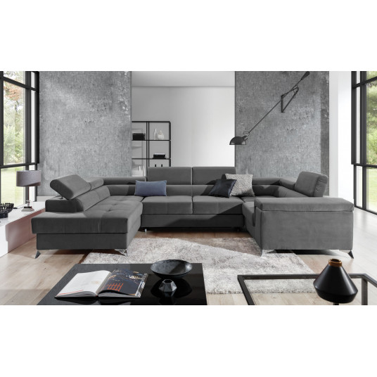 Kampinė sofa Thiago su patalynės dėže, audinys Paros 06