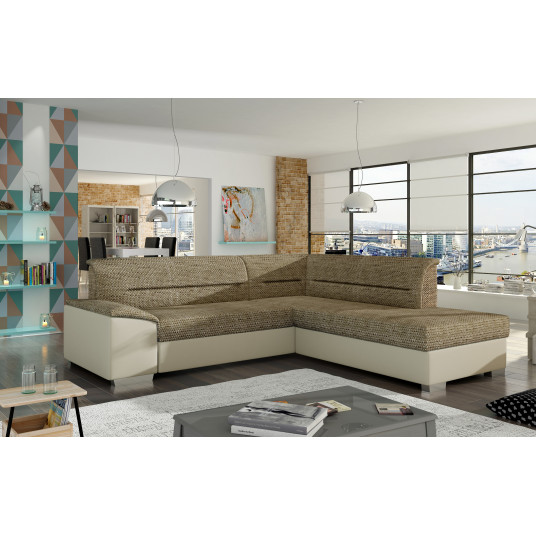 Kampinė sofa Verso su patalynės dėže, audinys Berlin 03, Soft 33