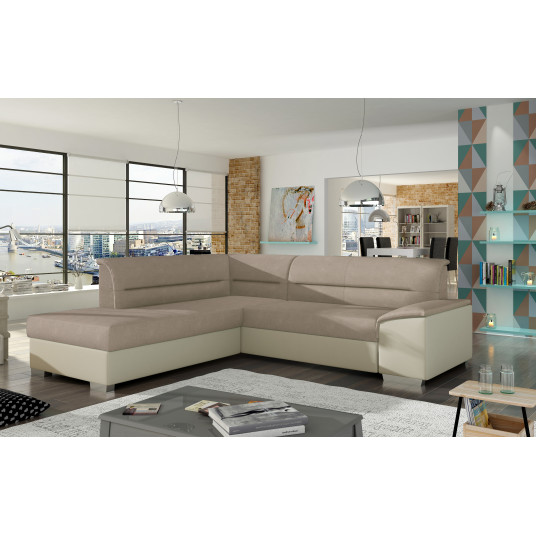 Kampinė sofa Verso su patalynės dėže, audinys Berlin 01, Soft 11
