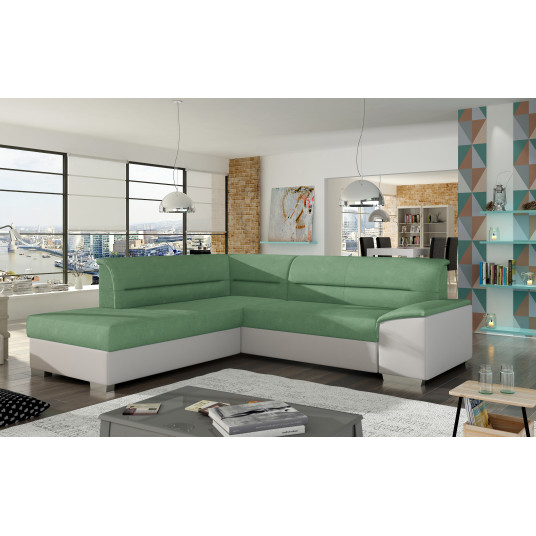 Kampinė sofa Verso su patalynės dėže, audinys Berlin 03, Soft 66