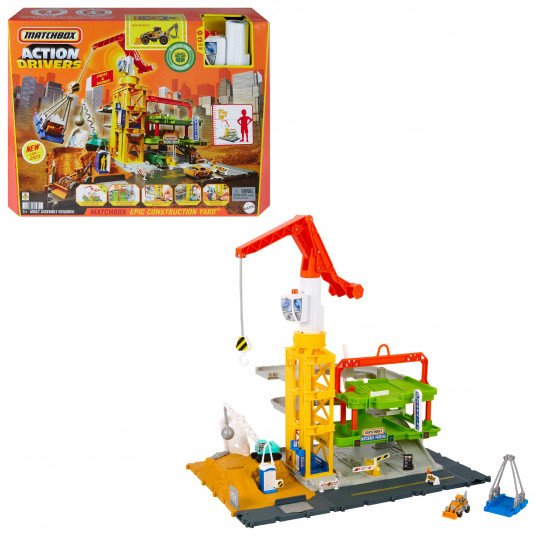  „Matchbox“ rinkinys „Statybų aikštelė su dideliu kranu“ HPD63 