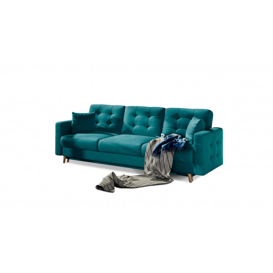 Sofa - lova Asgard su patalynės dėže žalia, Mat Velvet 75