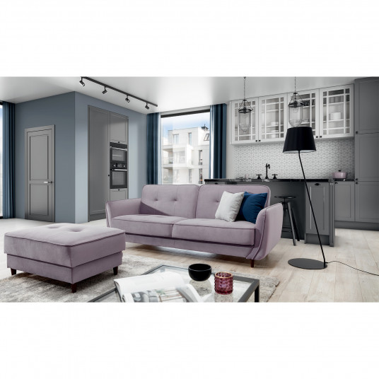 Sofa - lova Bellis su patalynės dėže rausva, Loco 24