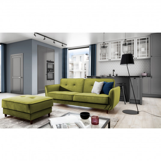 Sofa - lova Bellis su patalynės dėže žalia, Loco 33