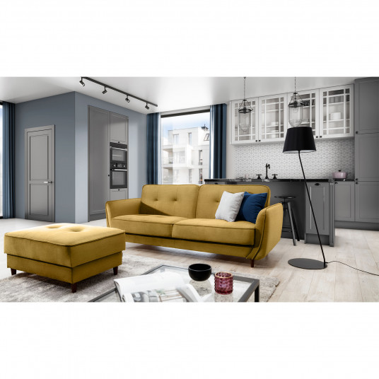 Sofa - lova Bellis su patalynės dėže geltona, Monolith 48