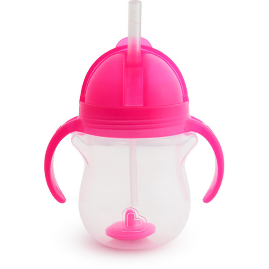 MUNCHKIN gertuvė su rankenom ir šiaudeliu, 207ml, 6m+, pink, 01248201