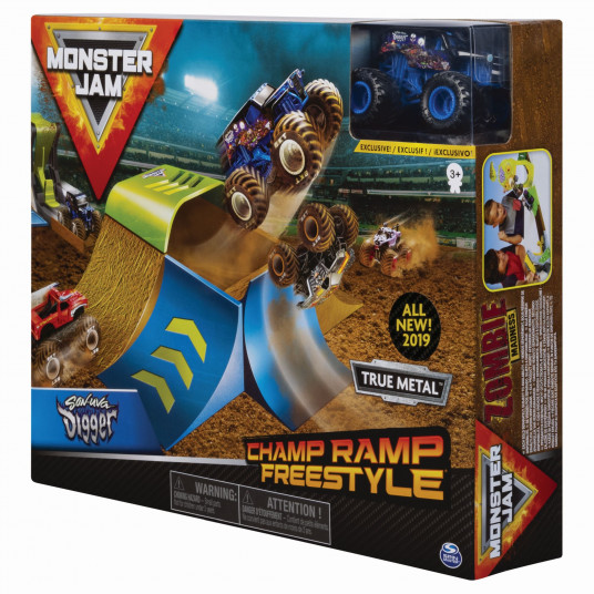 MONSTER JAM trasos konstrukcijų rinkinys su visureigiu 1:64 Basic Stunt, 6045029
